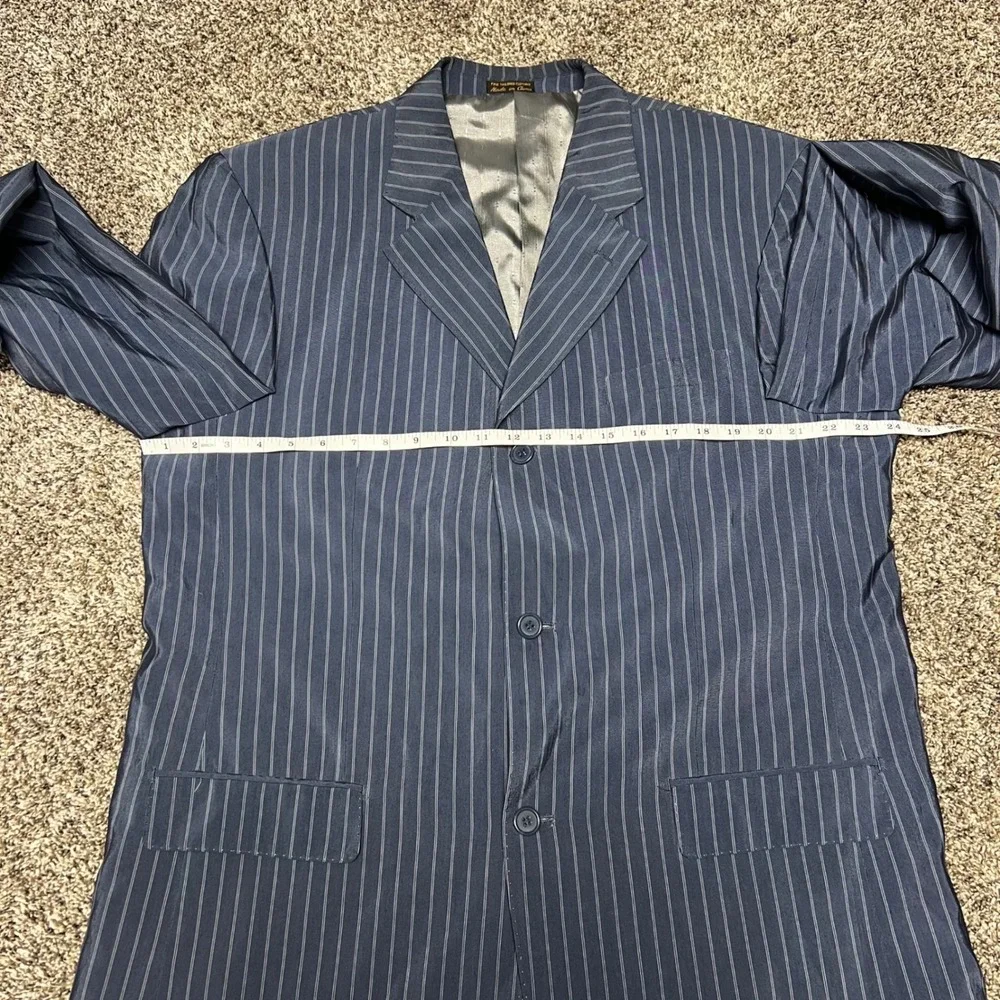 Vicci Uomo Mens Blue Pinstripe 3 Button Suit Jacket Blazer 44L Firenze VU806